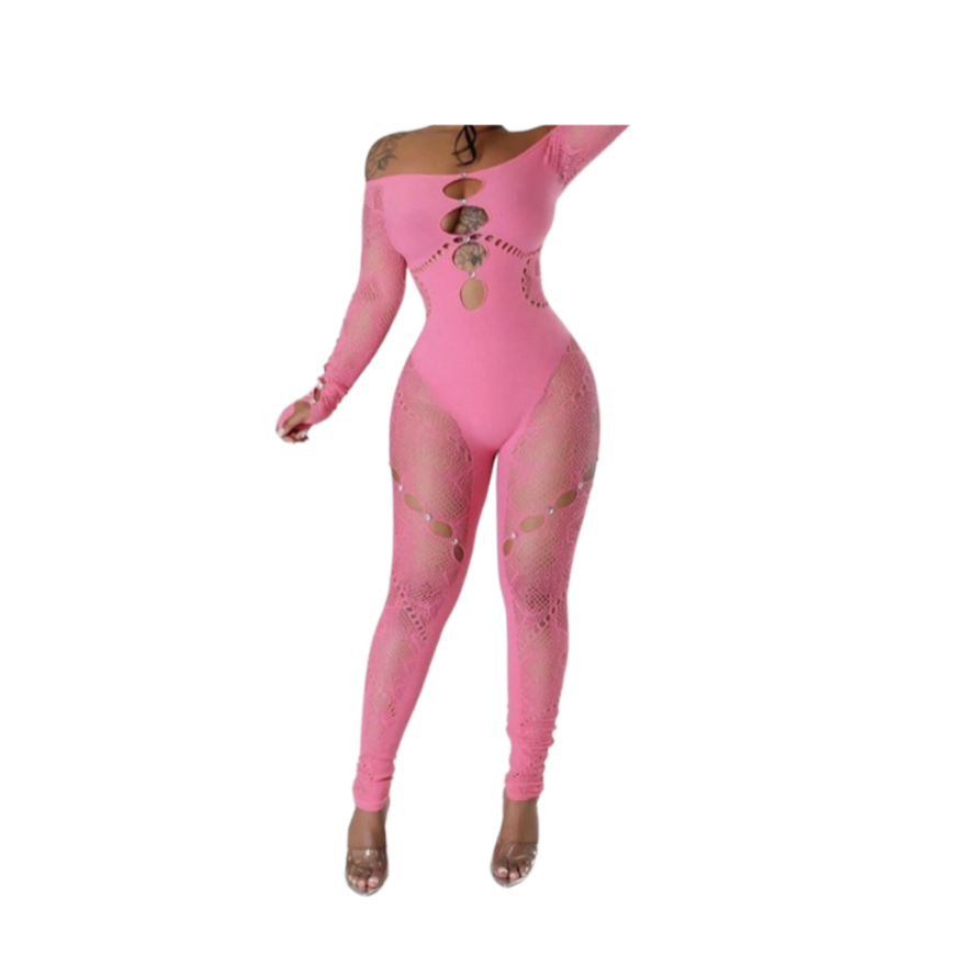 'Good Body" Pink Off Shoulder Jumpsuit