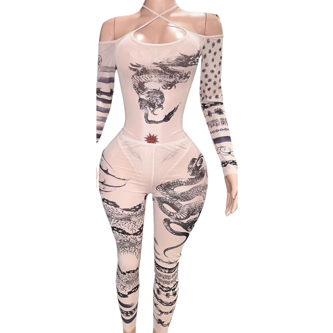 ‘Boujie B*’ Nude Sheer Two Piece Set