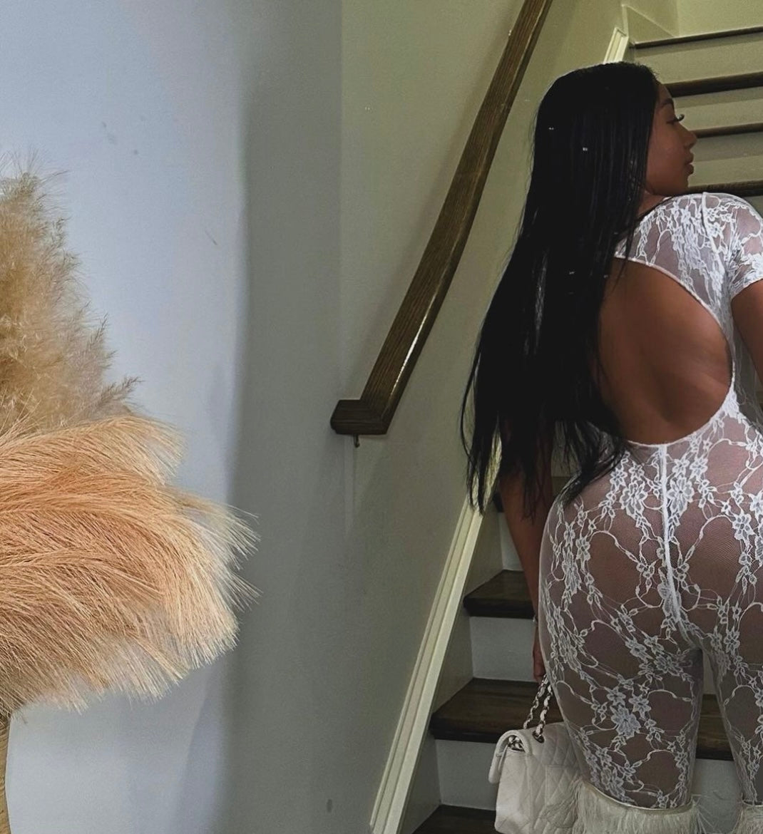 Ms. Grippy Lace Jumpsuit White